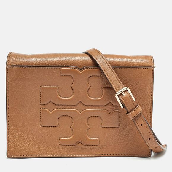 Tory Burch Brown Leather Bombe T Combe Crossbody Bag - Picture 1 of 7